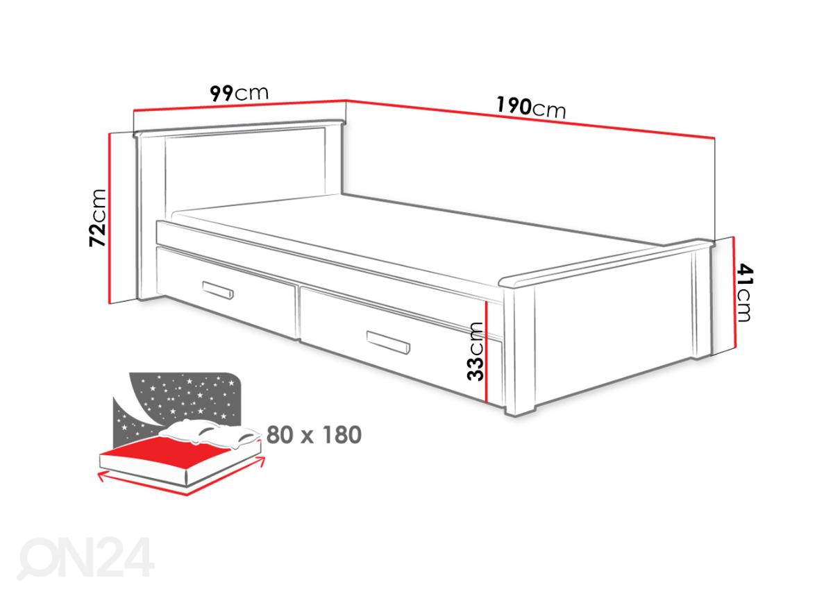 Кровать 80x180 cm увеличить размеры