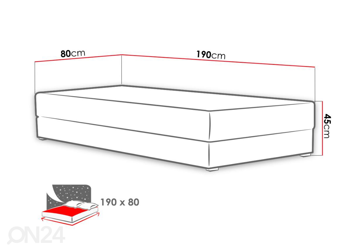 Кровать 80x190 cm увеличить размеры