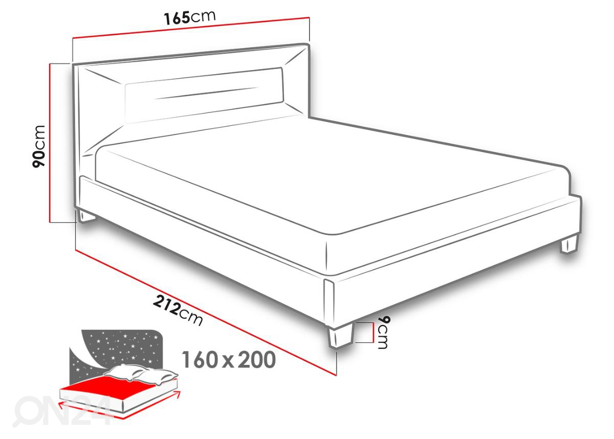 Кровать Dario 160x200 cm увеличить размеры