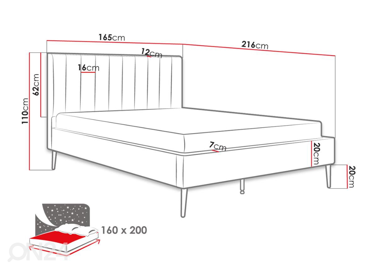 Кровать Flavia 160x200 cm увеличить размеры