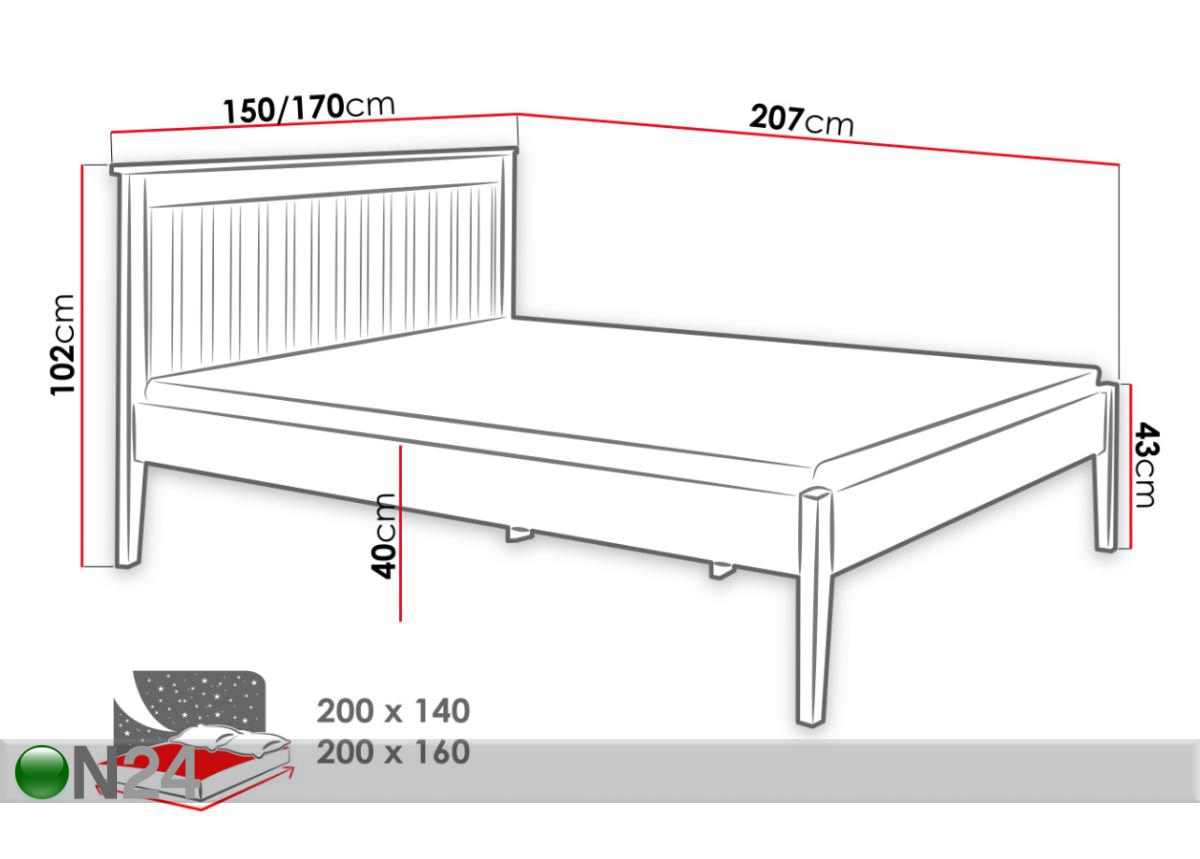 Кровать Gres 140x200 cm увеличить размеры