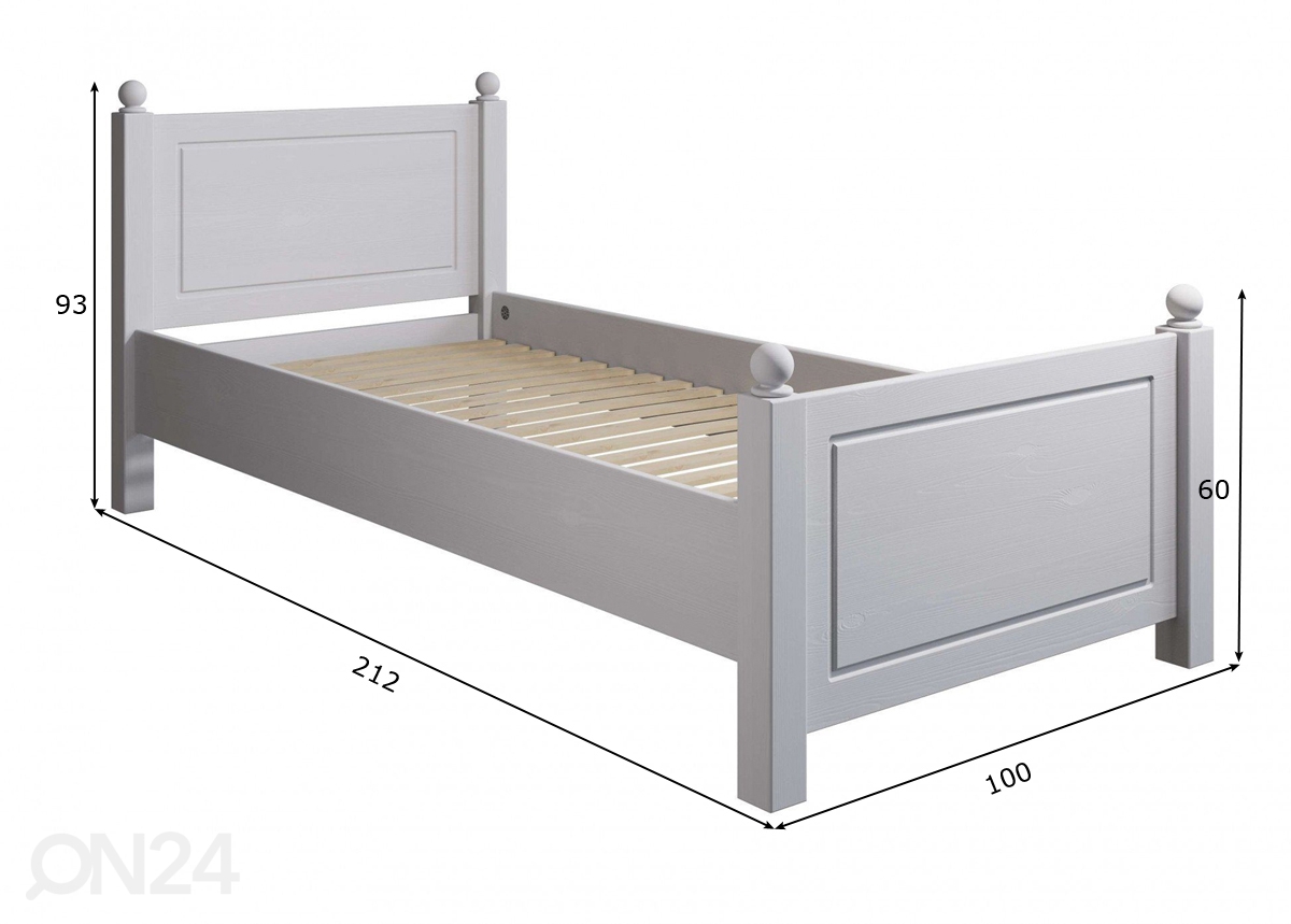 Кровать Mila 90x200 cm увеличить размеры
