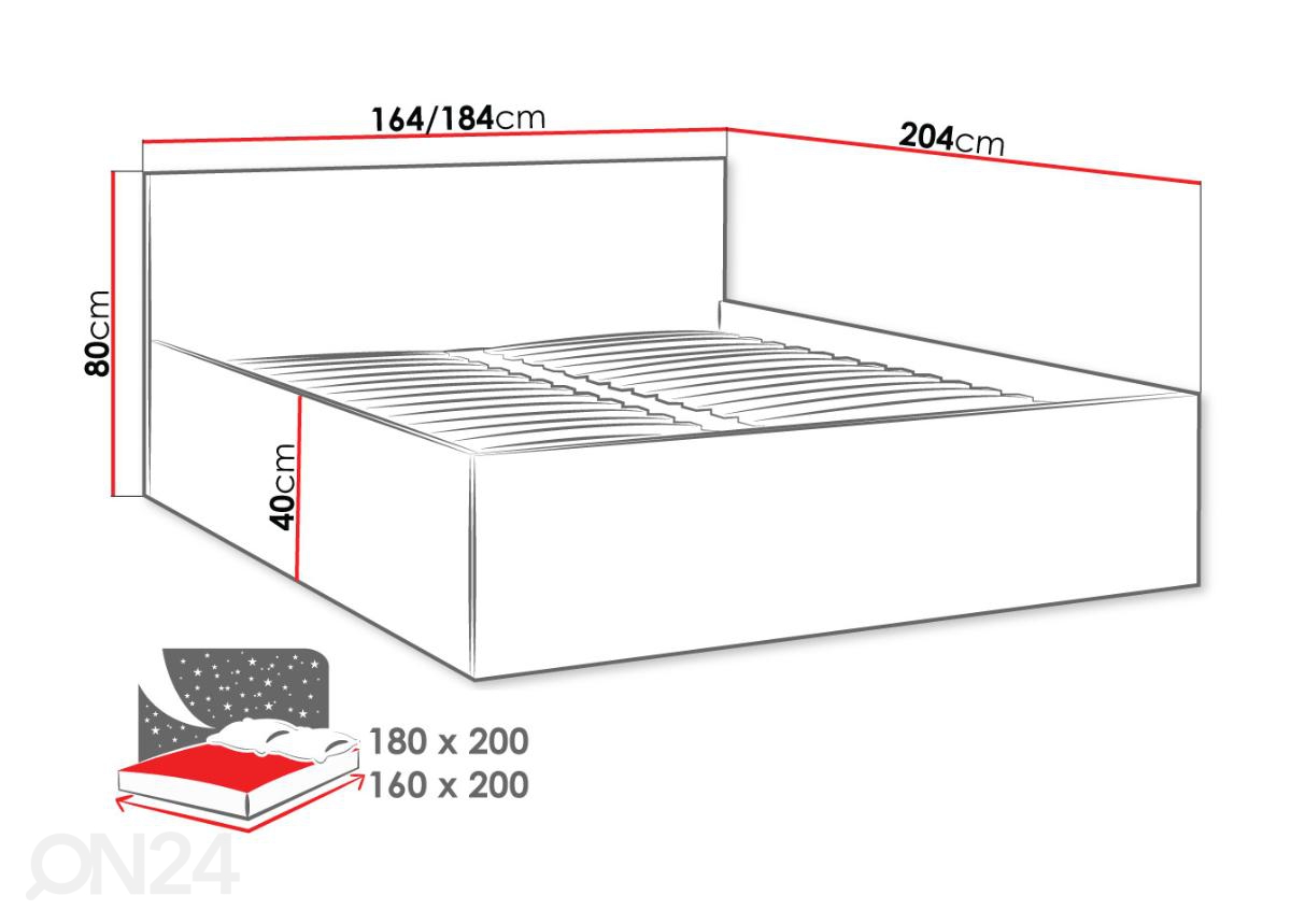 Кровать Tokyo 160x200 cm увеличить размеры