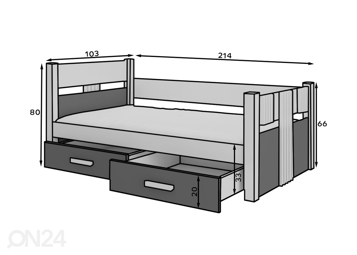 Кровать Topeka 90x200 cm увеличить размеры