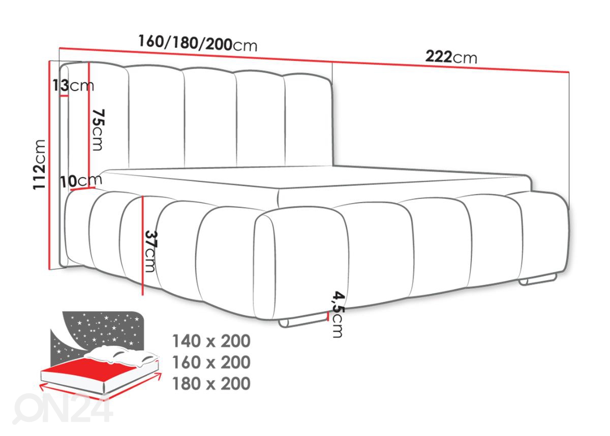 Кровать с ящиком Wizko 140x200 cm увеличить размеры