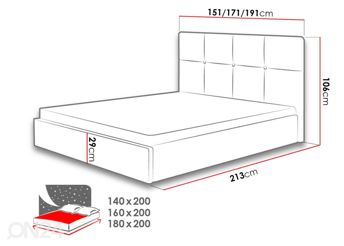 Кровать с ящиком для белья 160x200 cm увеличить размеры