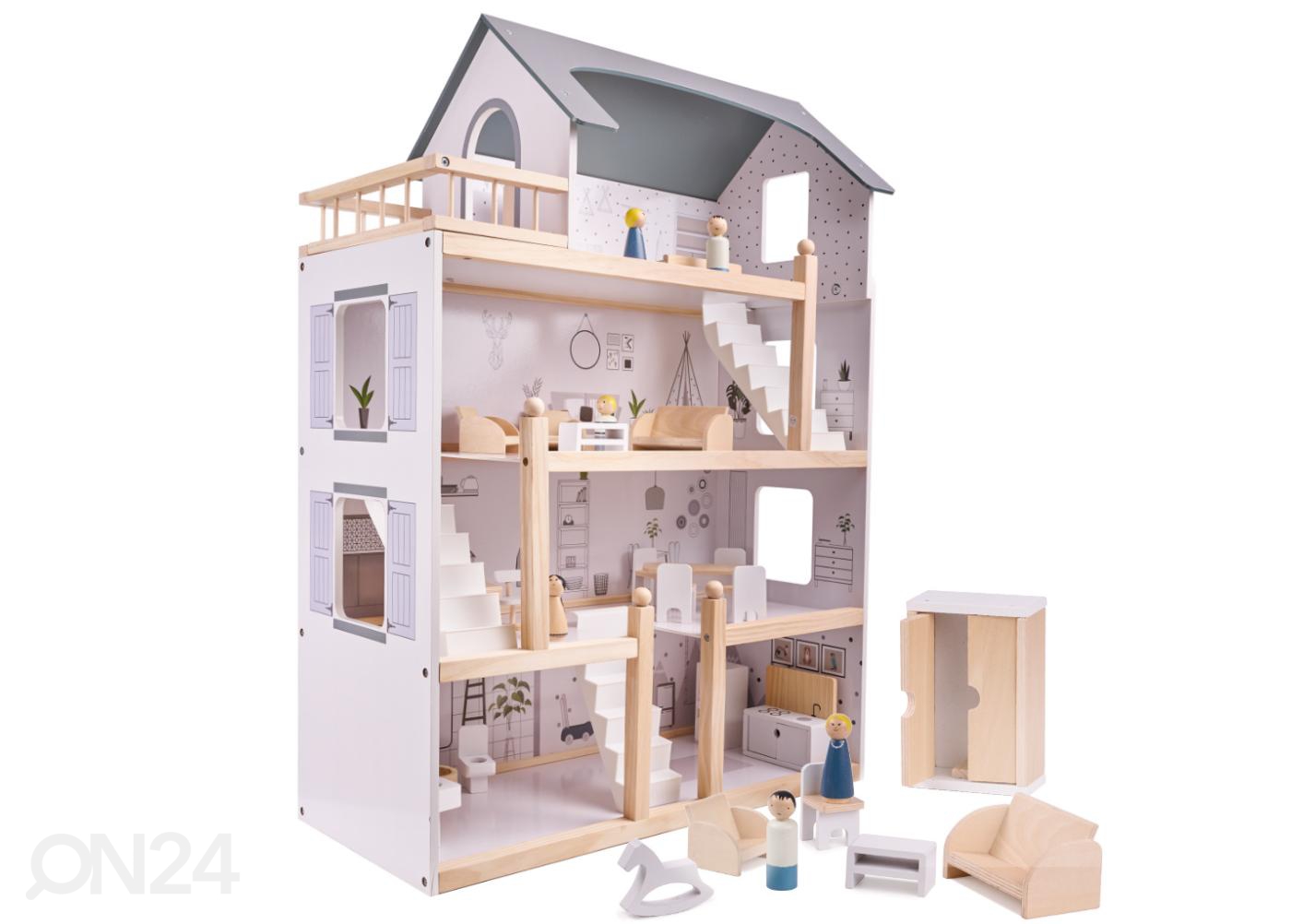 Кукольный домик + мебель 80 см увеличить