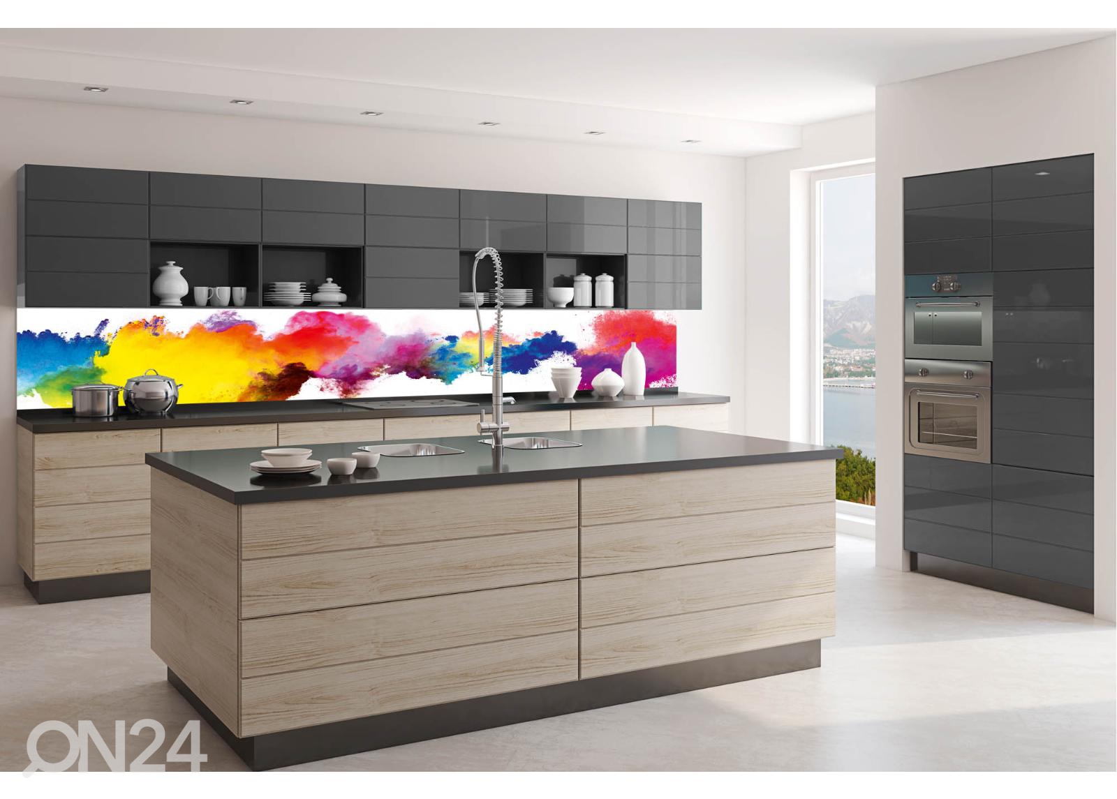 Кухонный фартук Abstract blust of colors 180x60 см увеличить