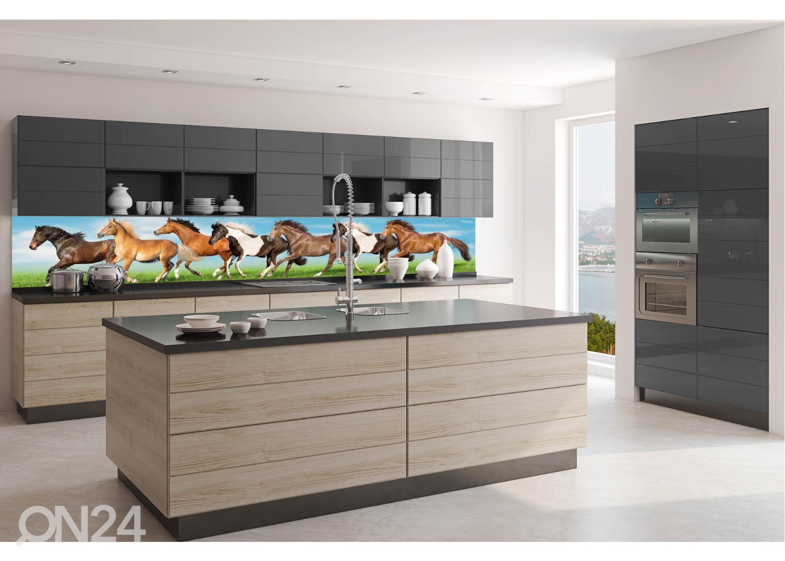 Кухонный фартук Horses 180x60 см увеличить