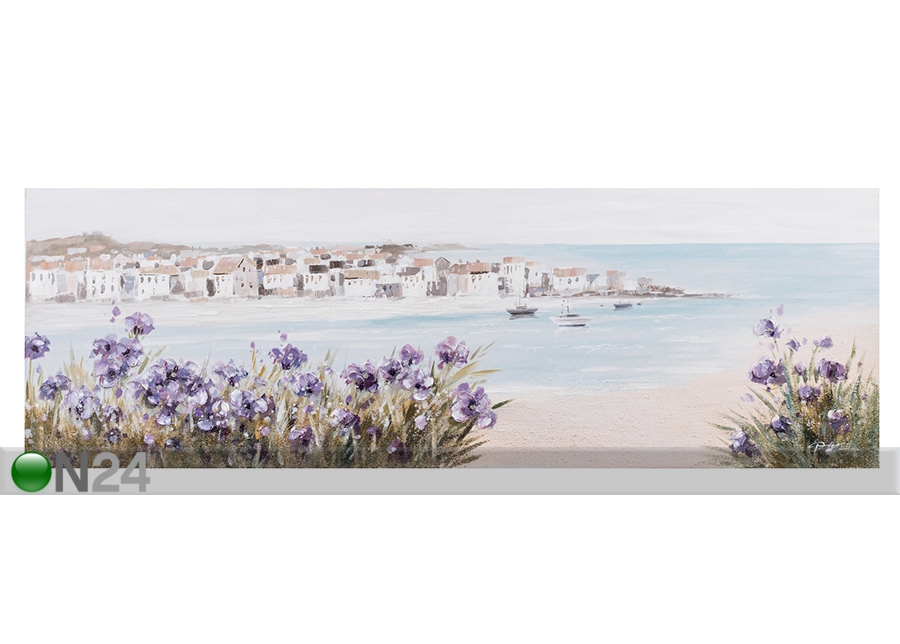 Масляная картина Пляж / фиолетовые цветы 50x150 см увеличить