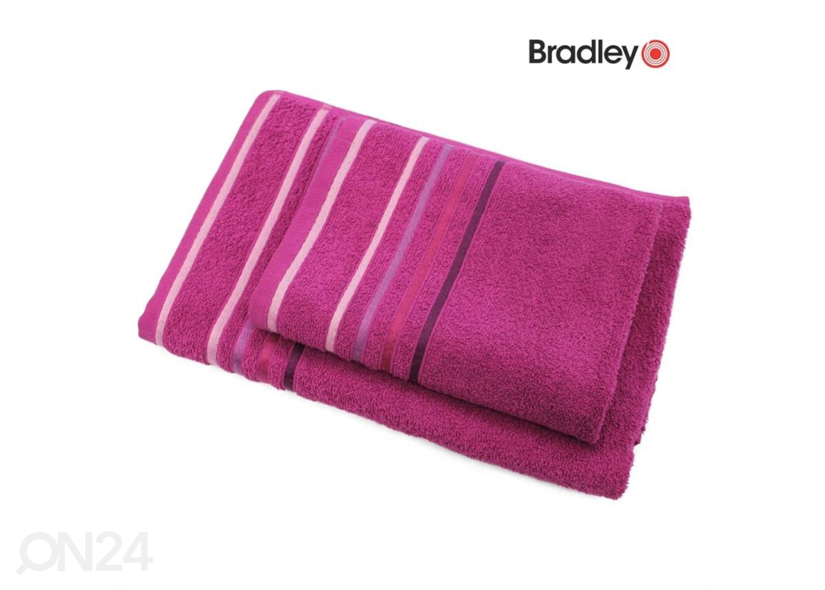 Махровое полотенце 50х70 см темно-розовое с полосатой каймой увеличить