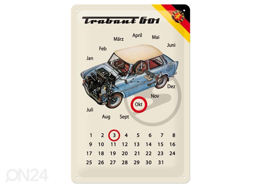 Металлический календарь в ретро-стиле Trabant 601 20x30 см увеличить