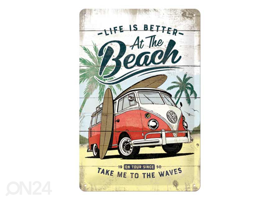 Металлический постер VW Bulli life is Better At The Beach 20x30 см увеличить