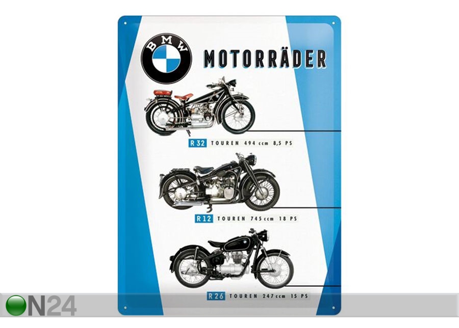 Металлический постер в ретро-стиле BMW Mootorrattad 30x40 cm увеличить