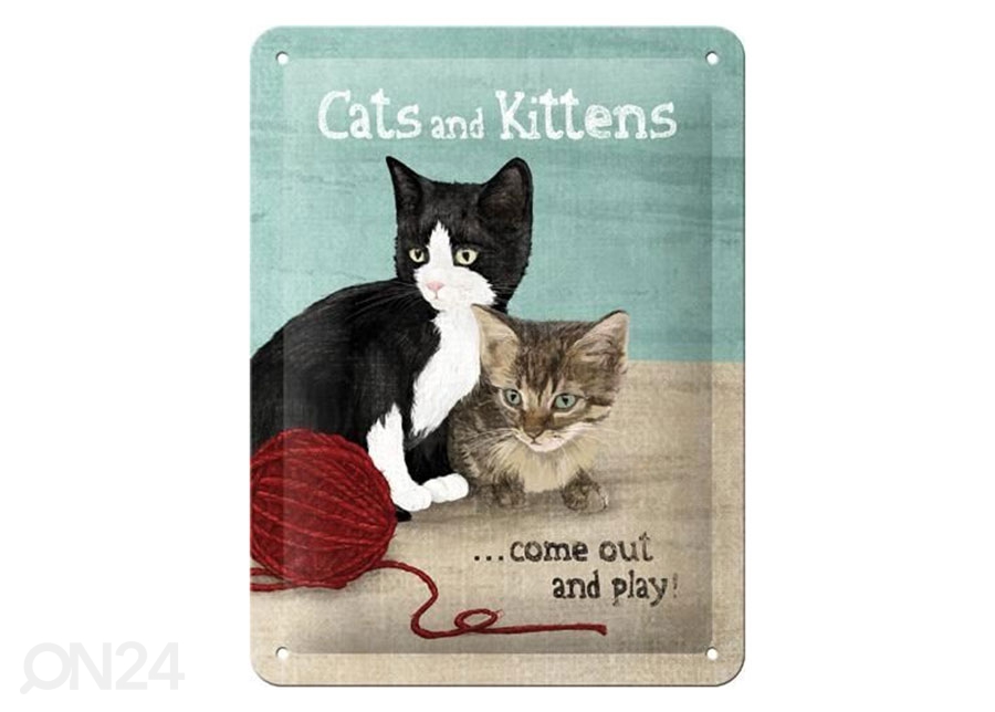 Металлический постер в ретро-стиле Cats and Kittens 15x20 cm увеличить