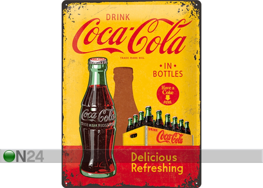 Металлический постер в ретро-стиле Coca-Cola in bottles 30x40cm увеличить