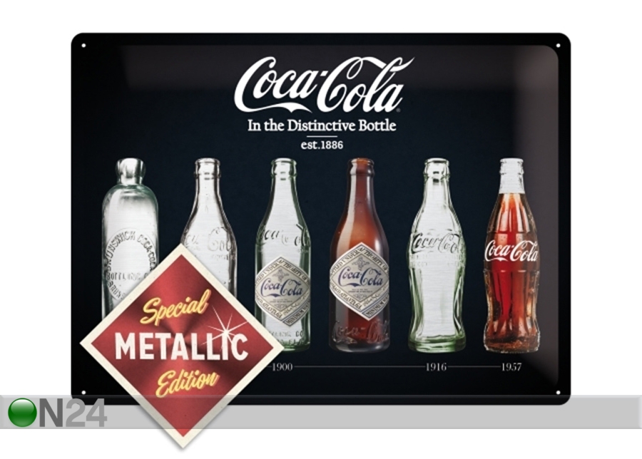 Металлический постер в ретро-стиле Coca-Cola In the Distinctive Bottle Metallic 30x40 см увеличить
