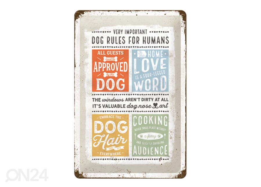 Металлический постер в ретро-стиле Dog rules for humans 20x30 см увеличить