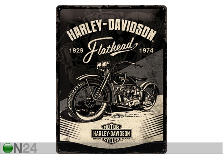 Металлический постер в ретро-стиле Harley-Davidson - Flathead Black 30x40 см увеличить