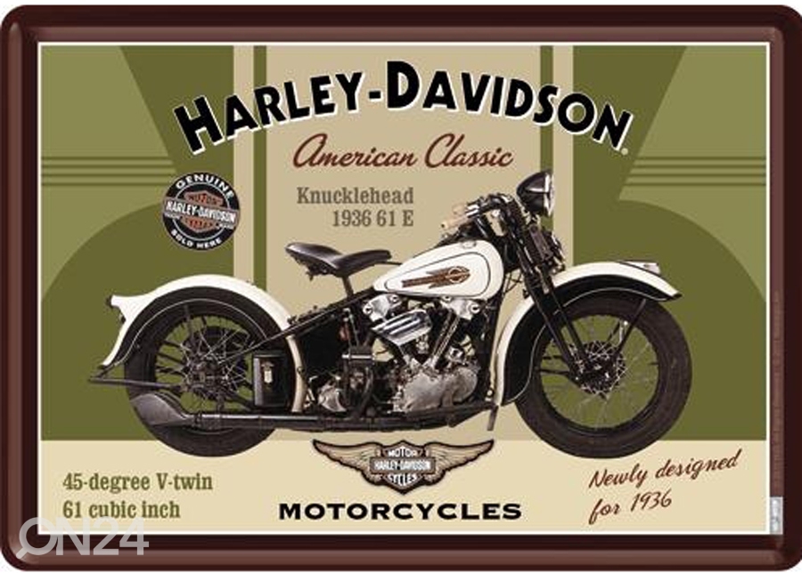 Металлический постер в ретро-стиле Harley-Davidson Knucklehead 15x20 см увеличить