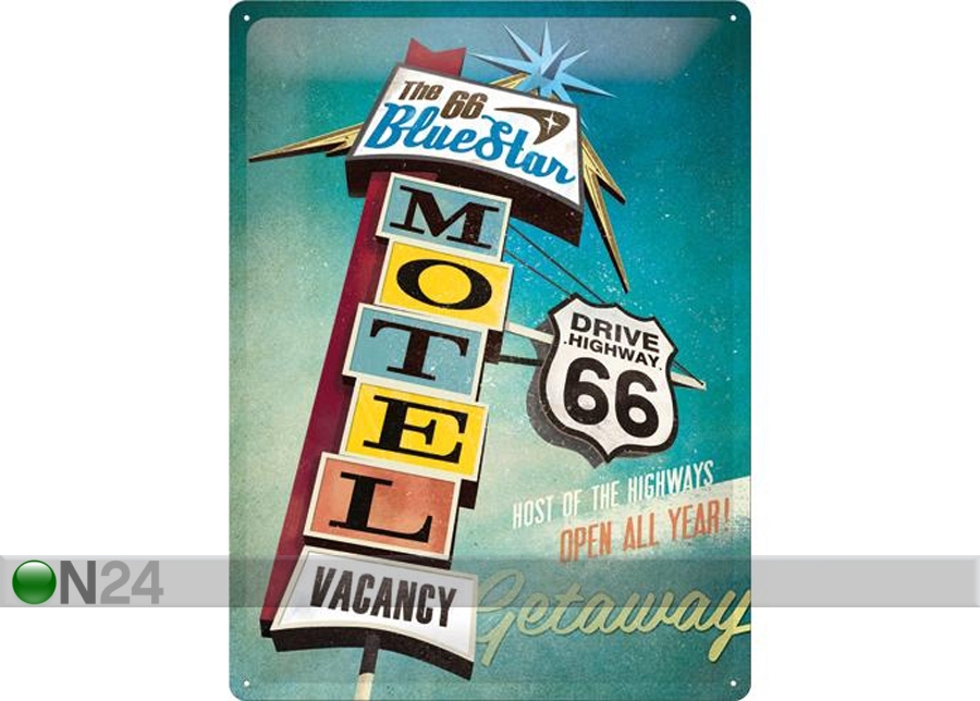 Металлический постер в ретро-стиле The 66 Blue Star Motel 30x40 см увеличить