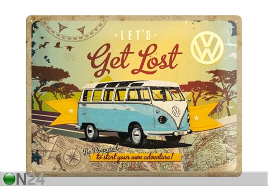 Металлический постер в ретро-стиле VW Let's get lost 30x40 см увеличить