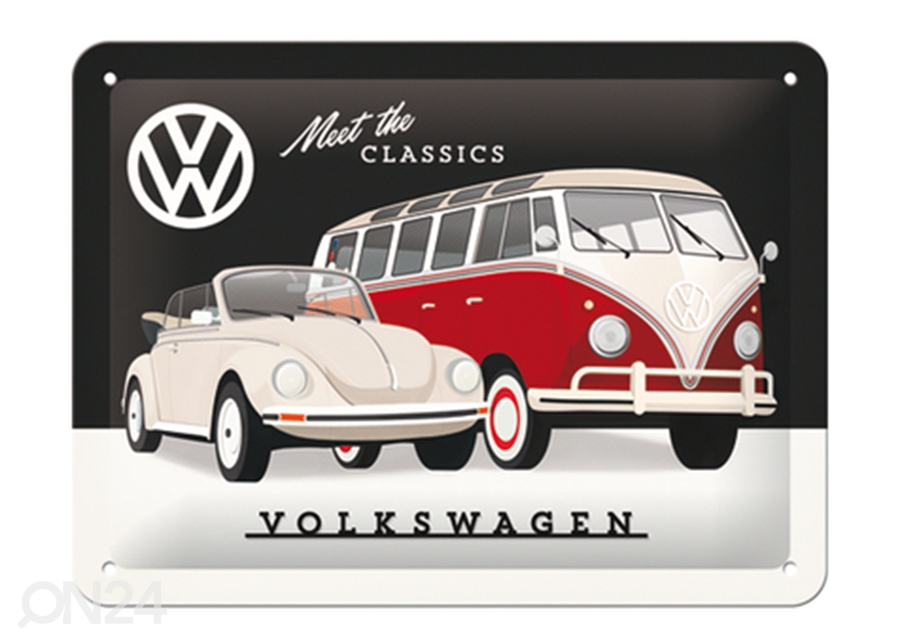 Металлический постер в ретро-стиле VW - Meet the Classic 15x20 см увеличить
