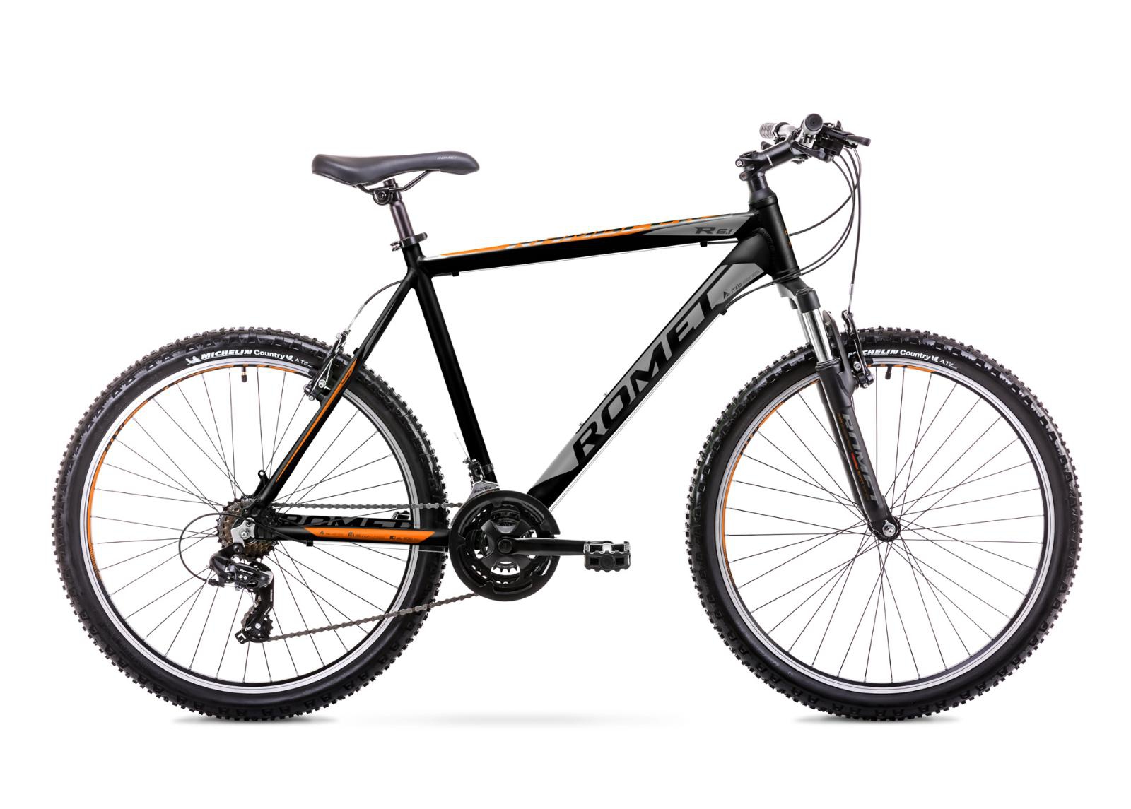Мужской горный велосипед 17 M Rower ROMET RAMBLER R6.1 чёрно-оранжевый увеличить
