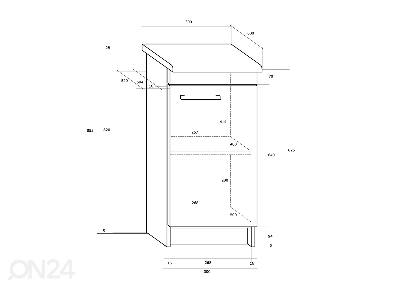 Нижний кухонный шкаф 30 cm увеличить размеры