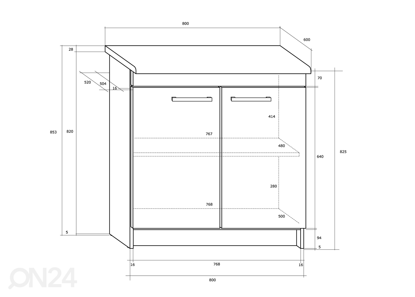 Нижний кухонный шкаф 80 cm увеличить размеры