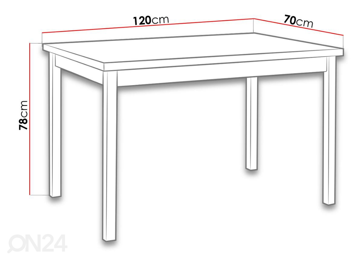 Обеденный стол 120x70 cm увеличить размеры