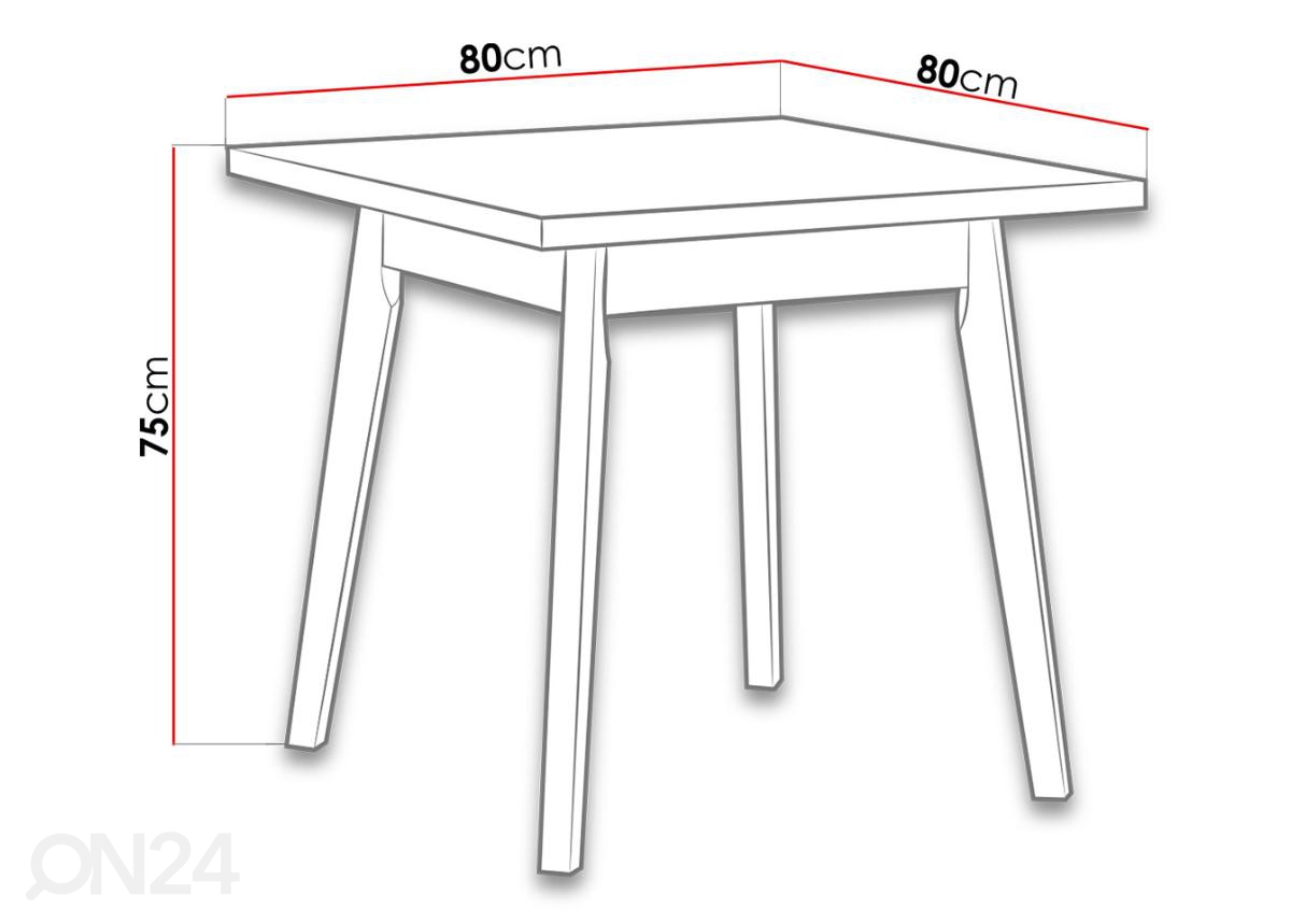 Обеденный стол 80x80 cm увеличить размеры