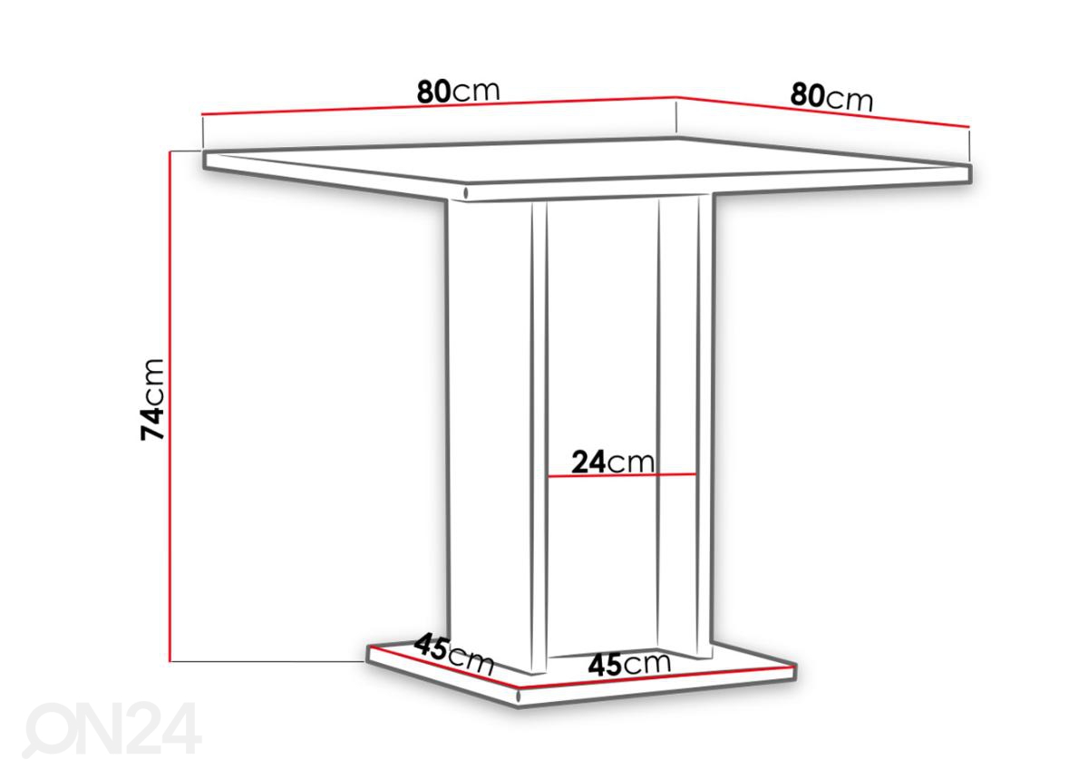 Обеденный стол 80x80 cm увеличить размеры