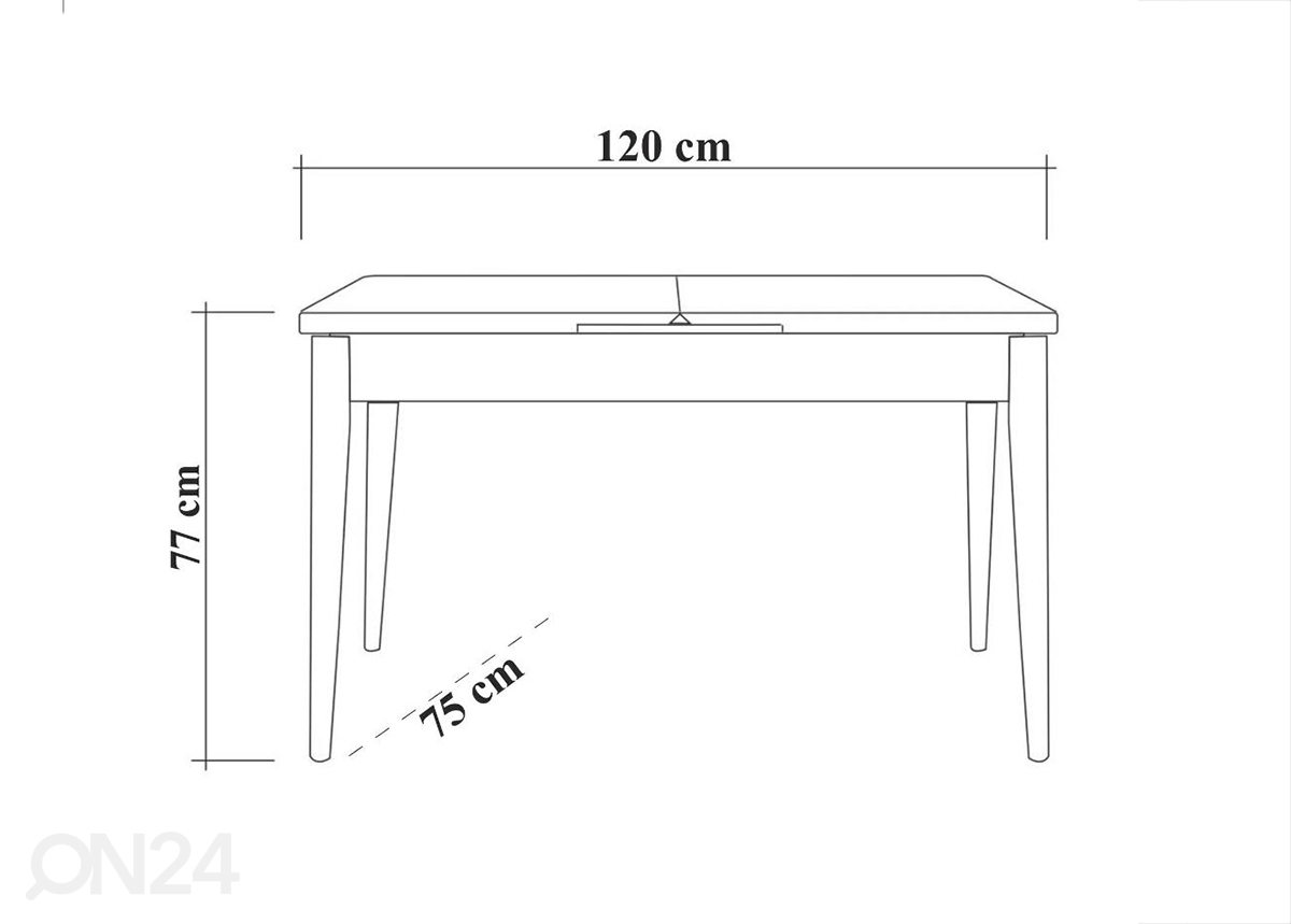 Обеденный стол Juta 75x120 cm увеличить размеры