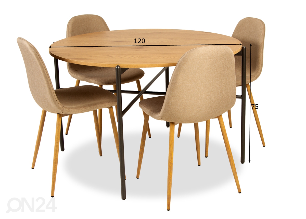 Обеденный стол Ø 120 cm увеличить размеры
