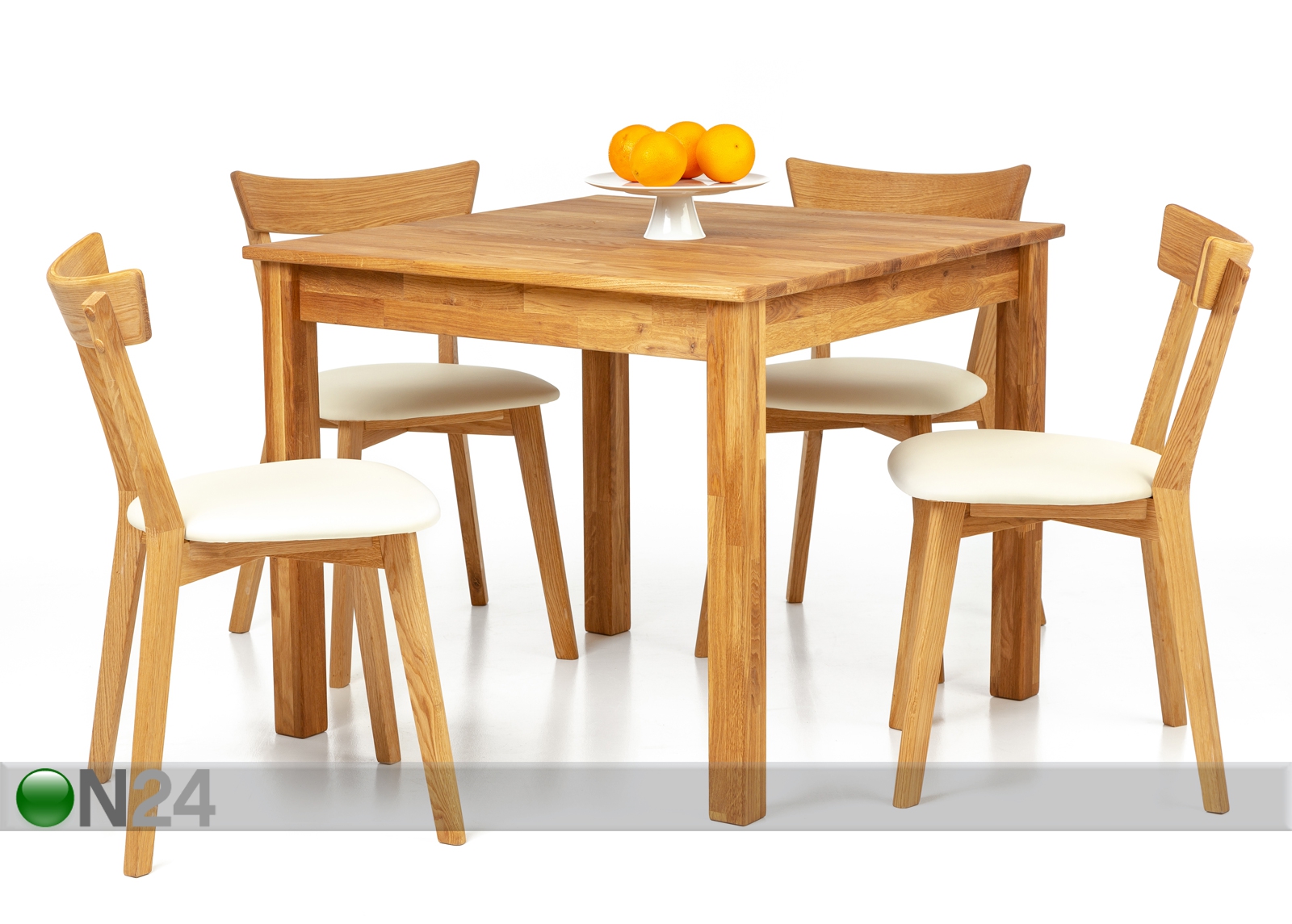 Обеденный стол из дуба Lem 90x90 cm + 2 стула Viola beige увеличить