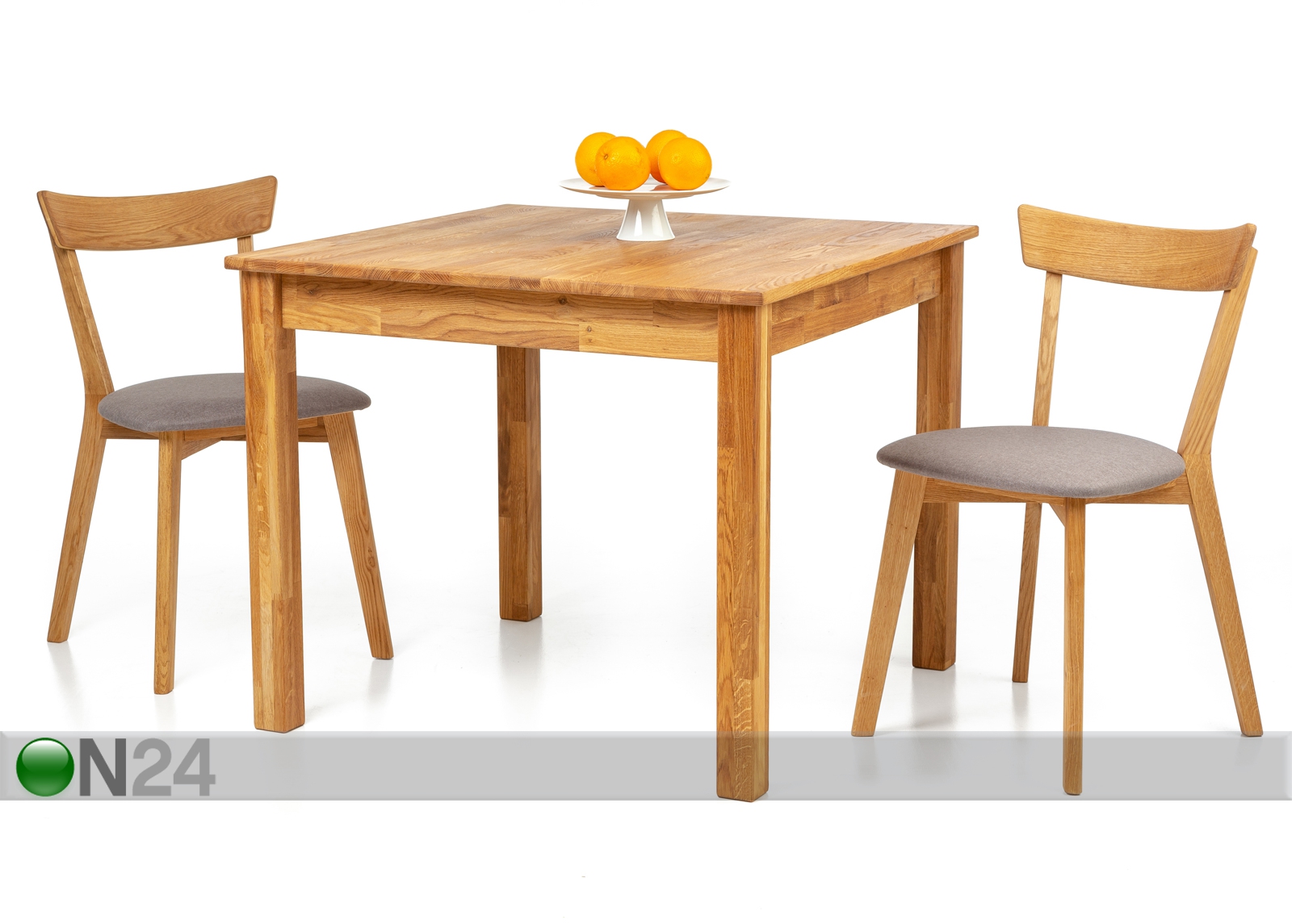 Обеденный стол из дуба Lem 90x90 cm + 2 стула Viola серый увеличить