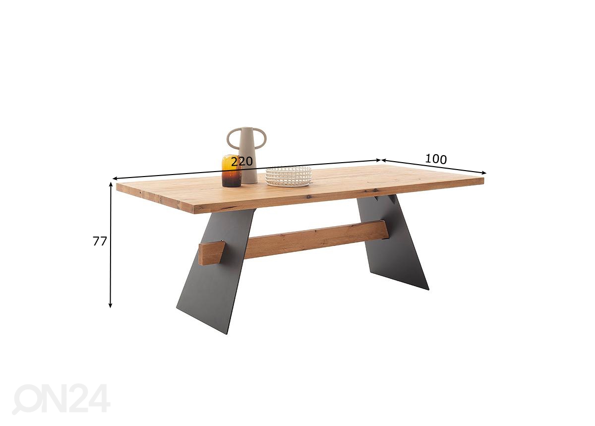 Обеденный стол из массива дерева Amsterdam 220x100 cm увеличить размеры