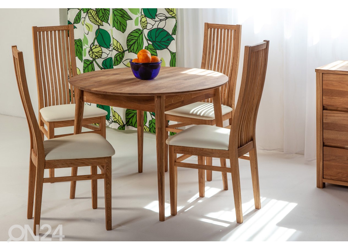 Обеденный стол из массива дуба Scan Ø100 cm+ 4 стула Sandra увеличить