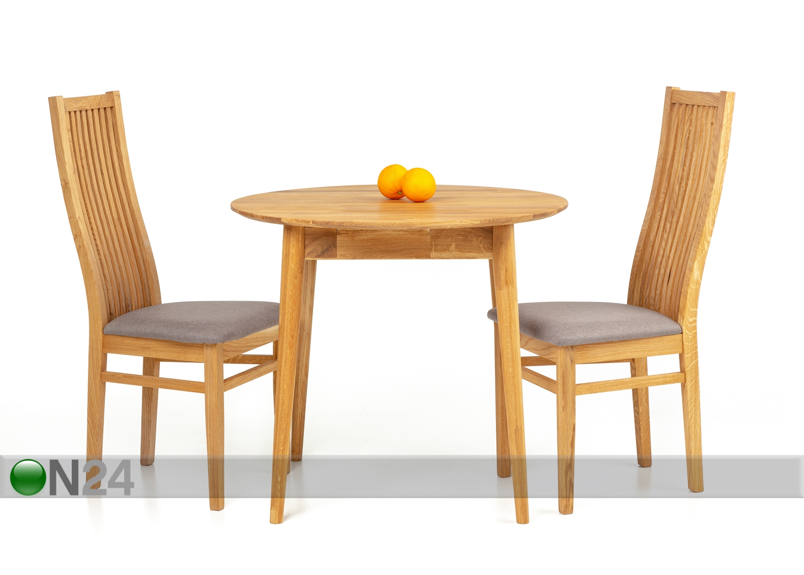 Обеденный стол из массива дуба Scan Ø85 cm+ 2 стула Sandra серый увеличить