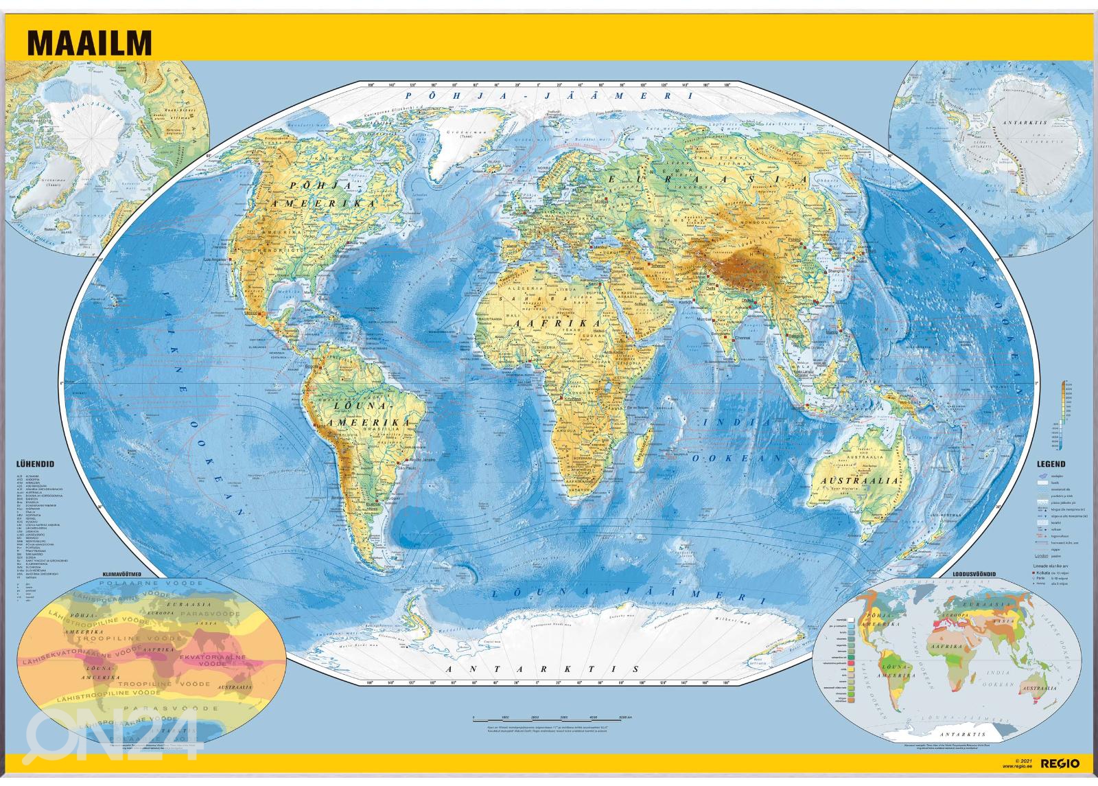 Общегеографическая настенная карта мира 150 х 105 см увеличить