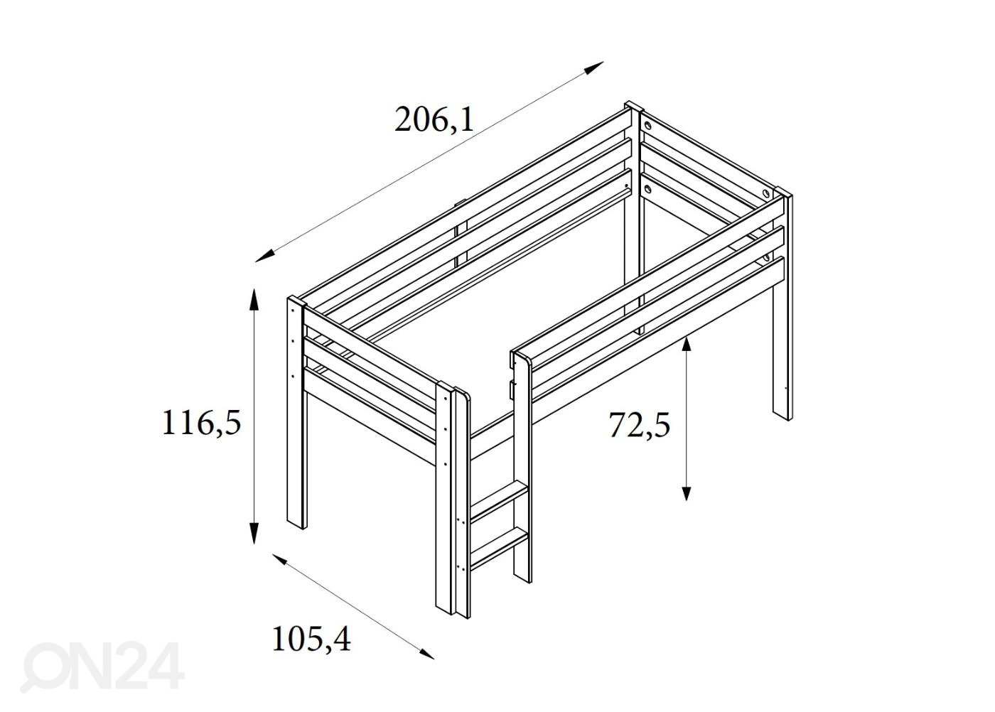 Полувысокая кровать Robin 90х200 см со столом, комодом и полкой увеличить размеры