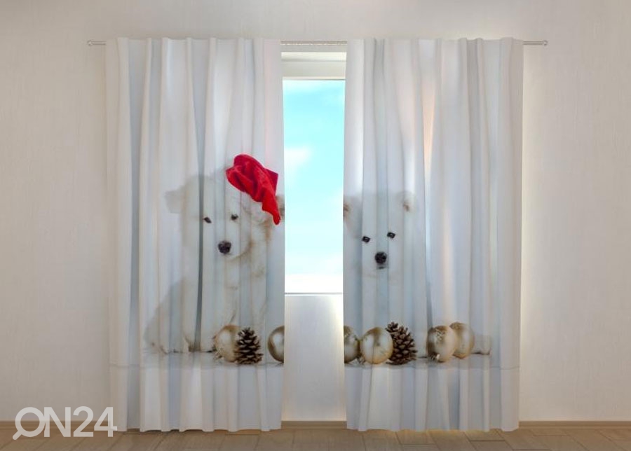 Полузатемняющая штора Christmas Puppies 240x220 см увеличить
