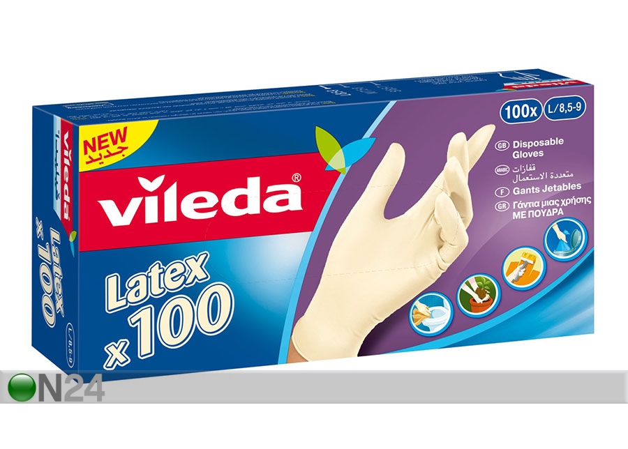 Резиновые перчатки Vileda Multi Latex 100 tk L увеличить
