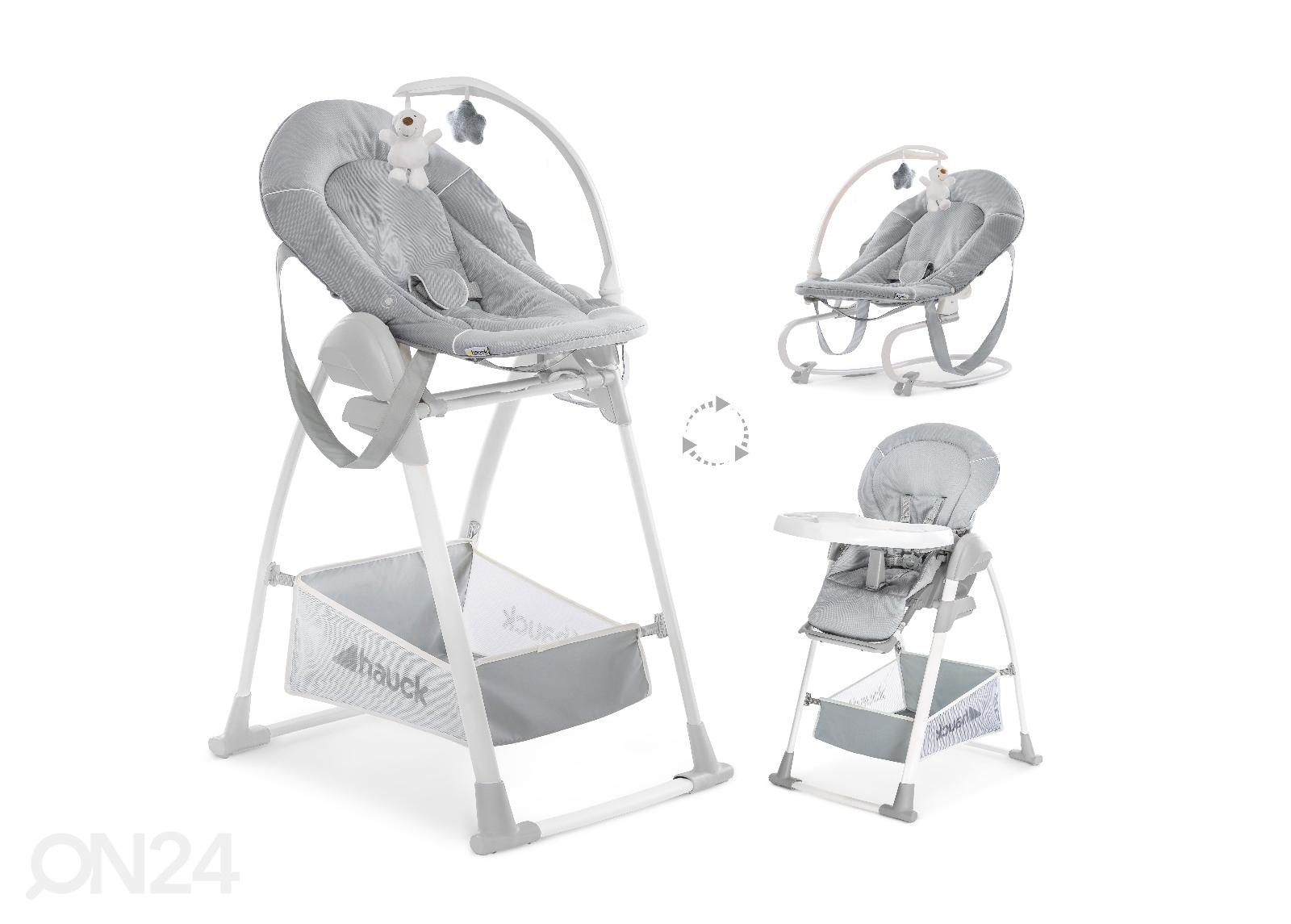 Стульчик для кормления и кресло-качалка Hauck Comfort Sit N Relax 3in1 серый увеличить