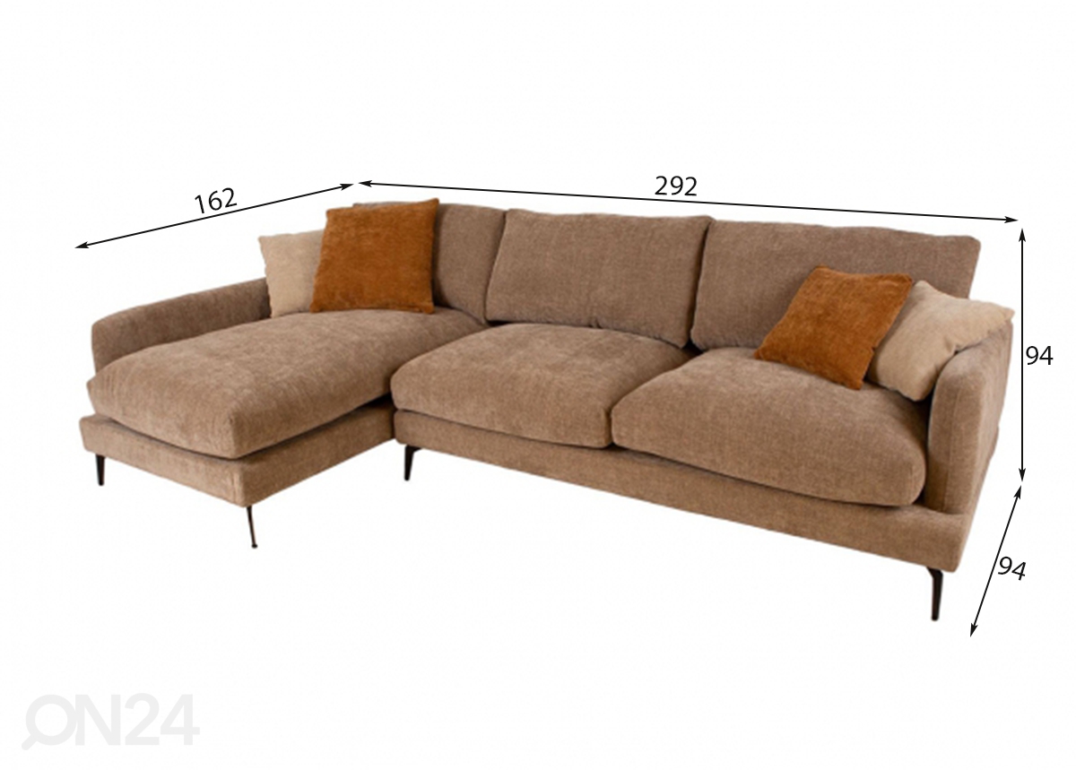 Угловой диван Daisy, левый угол увеличить размеры