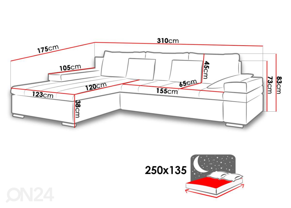 Угловой диван-кровать Bangkok увеличить размеры