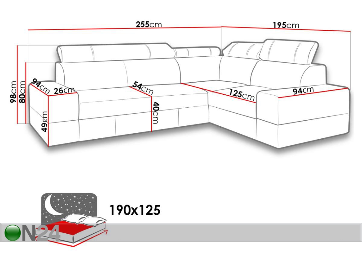 Угловой диван-кровать Bolzano увеличить размеры