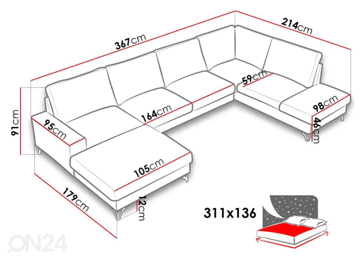 Угловой диван-кровать Flavio увеличить размеры
