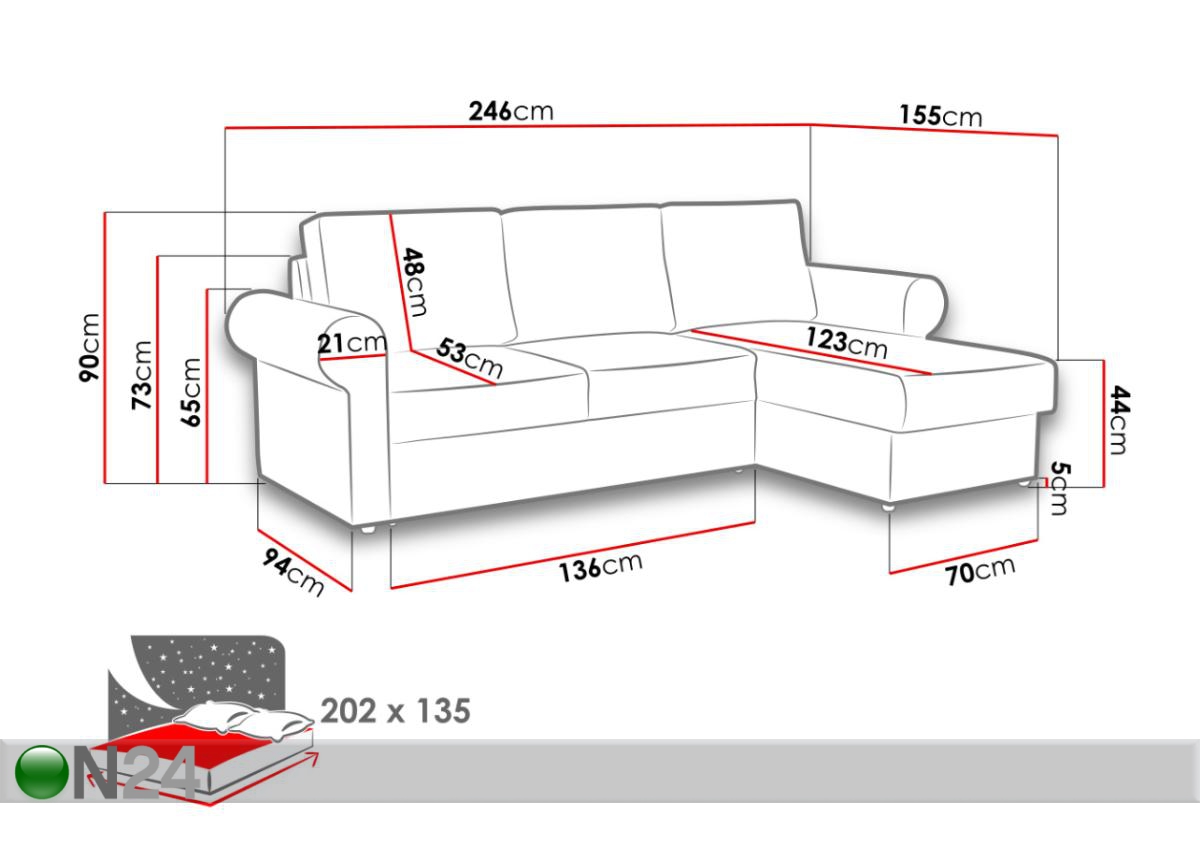 Угловой диван-кровать Monaco увеличить размеры